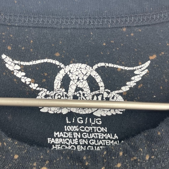 Aerosmith Vintage Custom Bleach Splatter Reverse Dyed Graphic Baby Tee SZ L - Picture 3 of 5